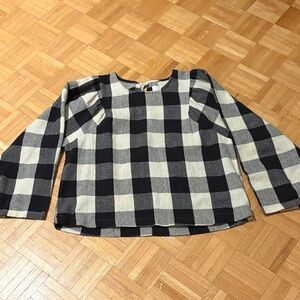 Indi & Cold Black and White Plaid Long Sleeve Top